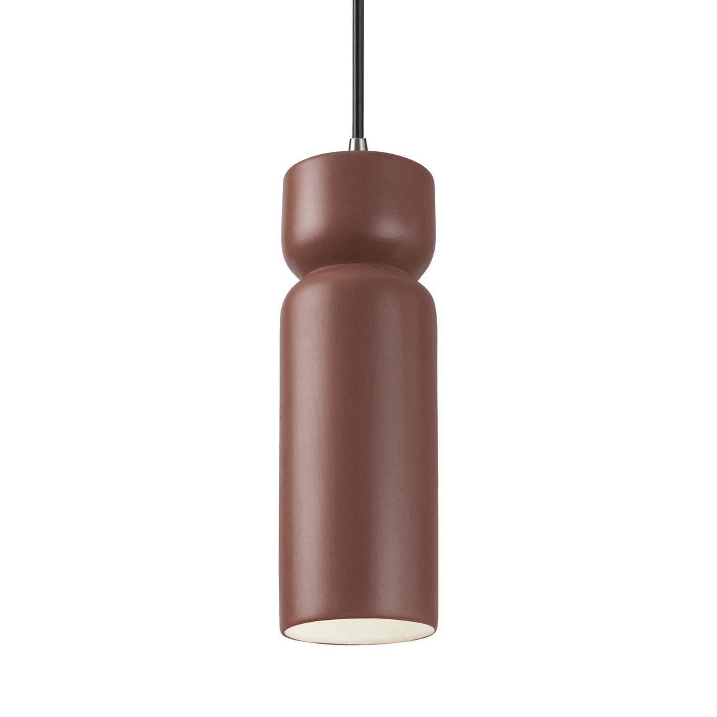 Radiance Tall Hourglass Pendant Light in Canyon Clay/Brushed Nickel/Black.