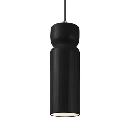 Radiance Tall Hourglass Pendant Light in Gloss Black/Brushed Nickel/Black.