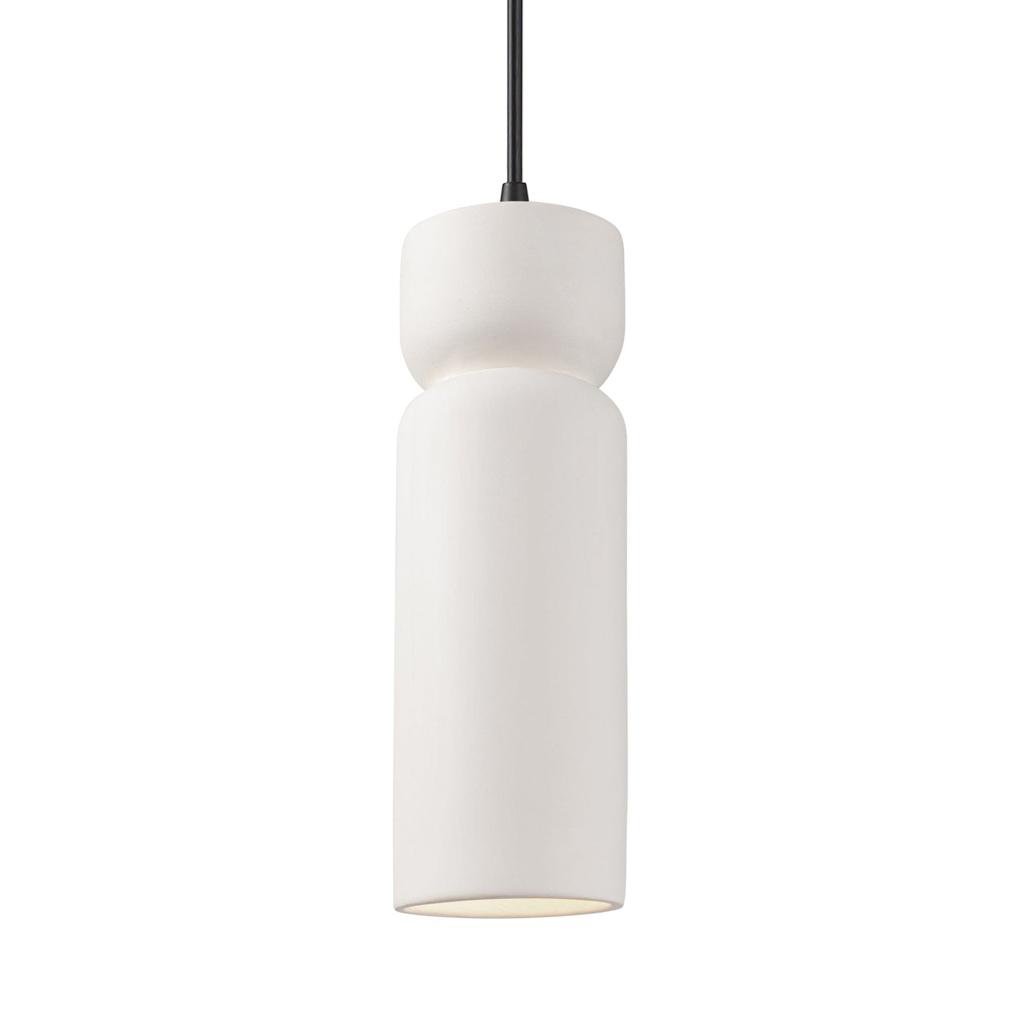 Radiance Tall Hourglass Pendant Light in Bisque/Matte Black/Black.