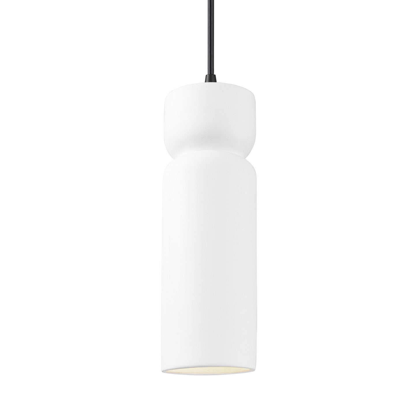 Radiance Tall Hourglass Pendant Light in Gloss White/Matte Black/Black.