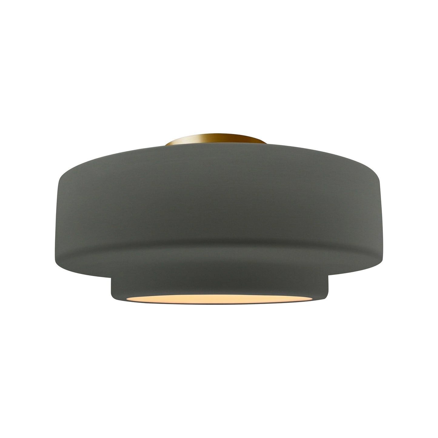 Radiance Tier LED Semi Flush Mount Ceiling Light in Pewter Green/Brushed Brass (Medium).