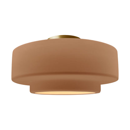 Radiance Tier LED Semi Flush Mount Ceiling Light in Adobe/Brushed Brass (Large).
