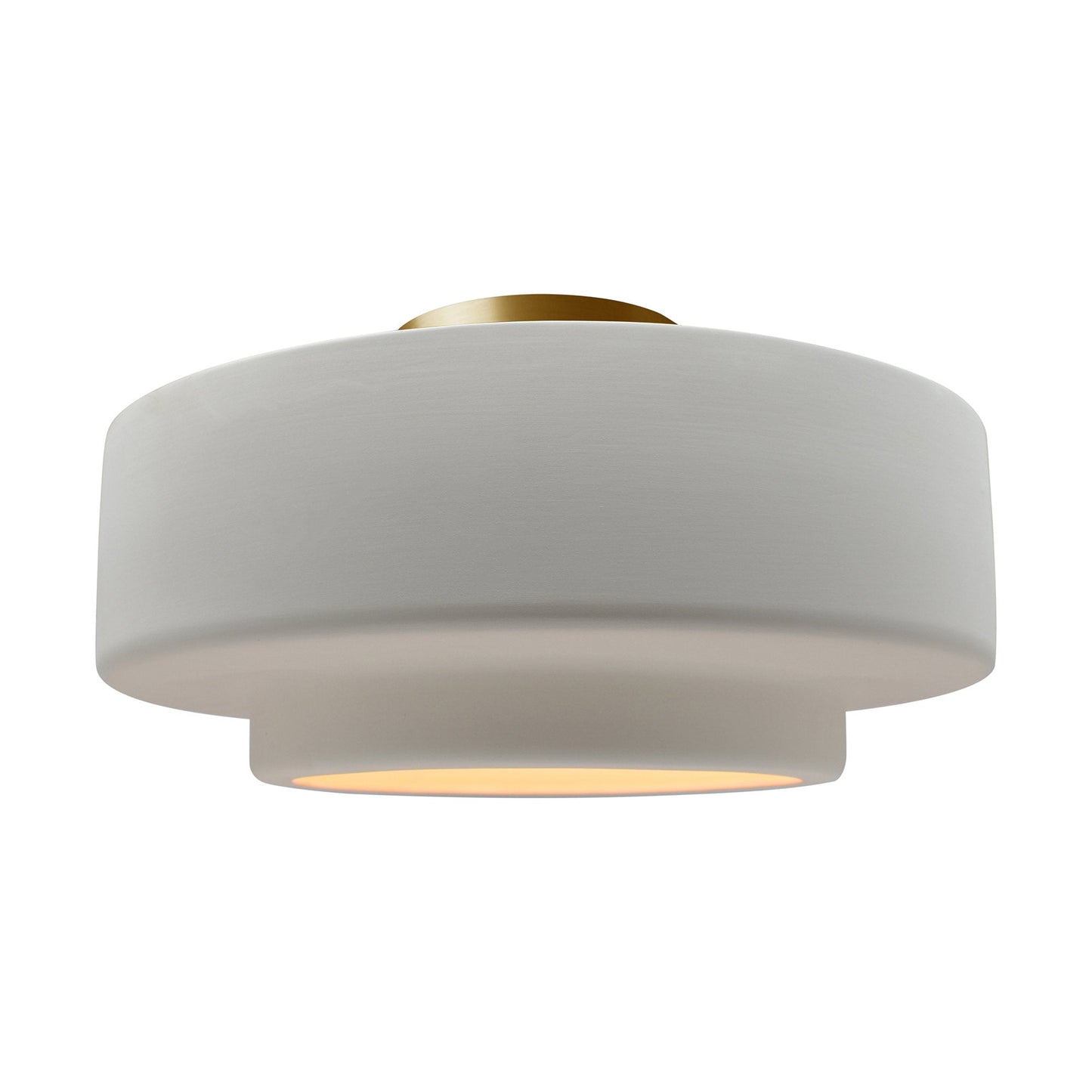 Radiance Tier LED Semi Flush Mount Ceiling Light in Bisque/Brushed Brass (Large).