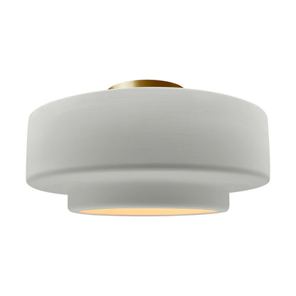 Radiance Tier LED Semi Flush Mount Ceiling Light in Matte White/Brushed Brass (Large).