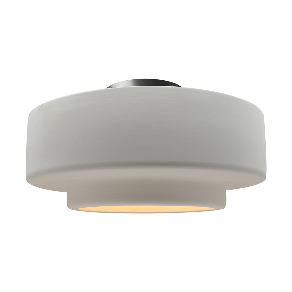 Radiance Tier LED Semi Flush Mount Ceiling Light in Bisque/Brushed Nickel (Large).