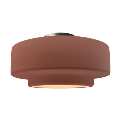 Radiance Tier LED Semi Flush Mount Ceiling Light in Canyon Clay/Brushed Nickel (Large).
