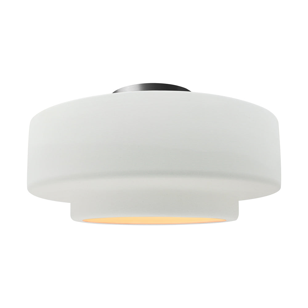 Radiance Tier LED Semi Flush Mount Ceiling Light in Gloss White/Brushed Nickel (Large).
