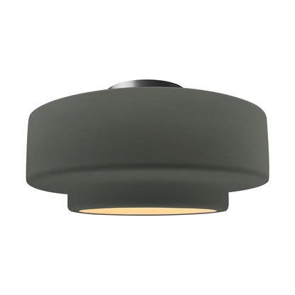 Radiance Tier LED Semi Flush Mount Ceiling Light in Pewter Green/Brushed Nickel (Large).
