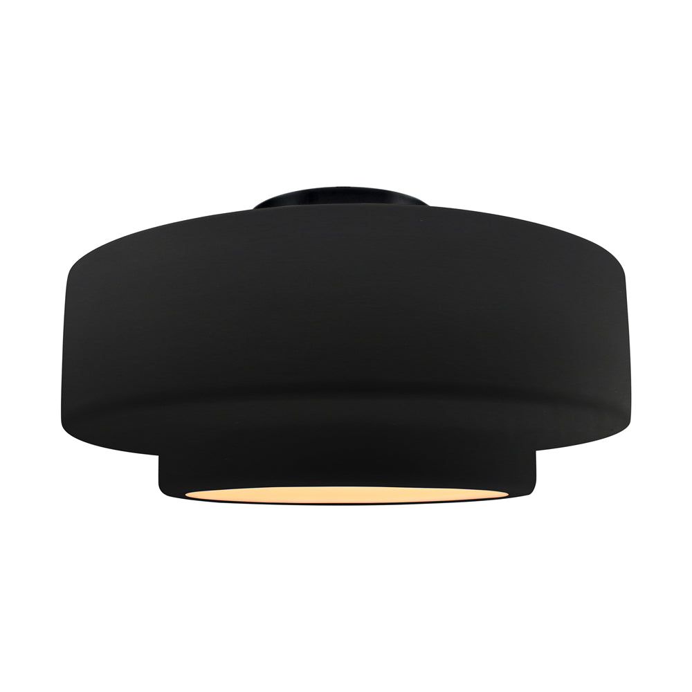 Radiance Tier LED Semi Flush Mount Ceiling Light in Carbon Matte Black/Matte Black (Large).