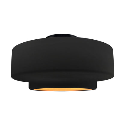 Radiance Tier LED Semi Flush Mount Ceiling Light in Carbon Matte Black/Champagne Gold/Matte Black (Large).