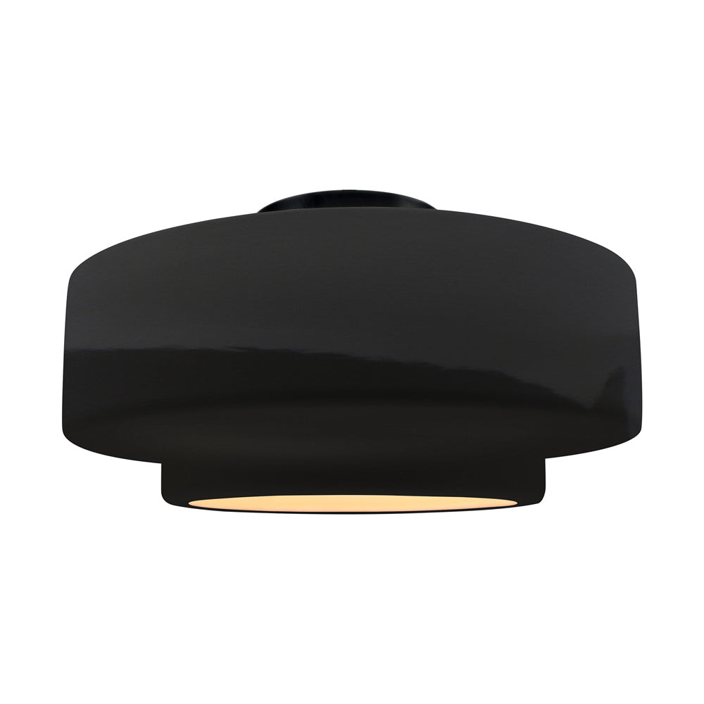 Radiance Tier LED Semi Flush Mount Ceiling Light in Gloss Black/Matte Black (Large).