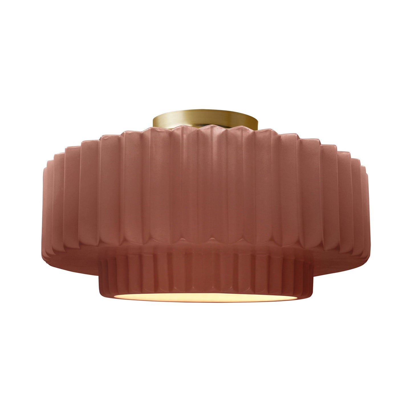 Radiance Tier Pleated Semi Flush Mount Ceiling Light in Canyon Clay/Brushed Brass.