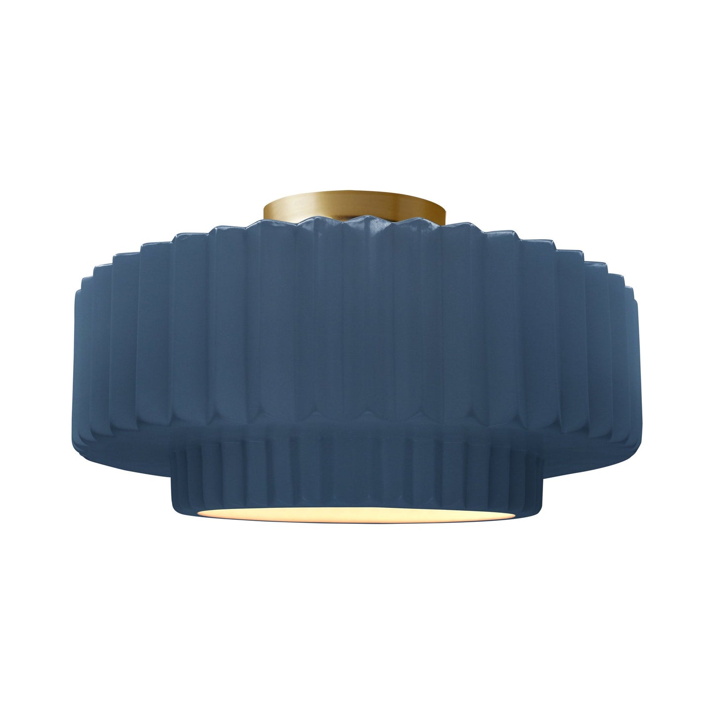 Radiance Tier Pleated Semi Flush Mount Ceiling Light in Midnight Sky/Brushed Brass.