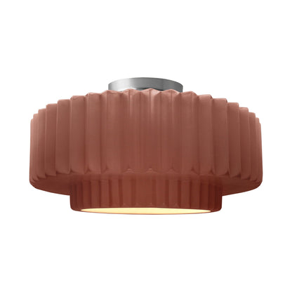 Radiance Tier Pleated Semi Flush Mount Ceiling Light in Canyon Clay/Brushed Nickel.