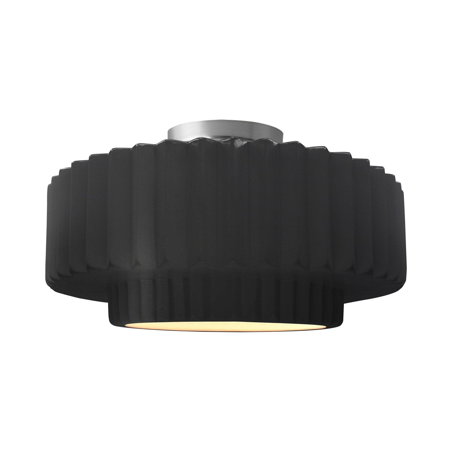 Radiance Tier Pleated Semi Flush Mount Ceiling Light in Carbon Matte Black/Brushed Nickel.