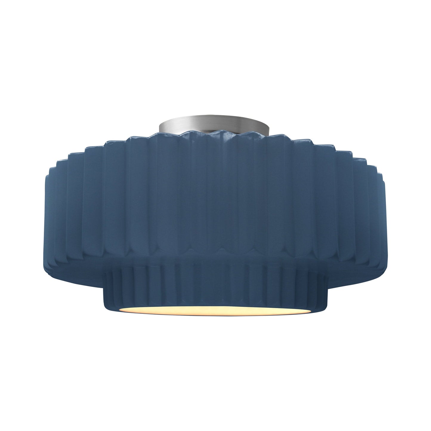 Radiance Tier Pleated Semi Flush Mount Ceiling Light in Midnight Sky/Brushed Nickel.