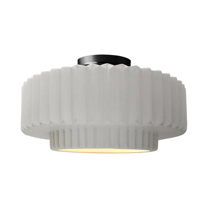Radiance Tier Pleated Semi Flush Mount Ceiling Light in Bisque/Matte Black.