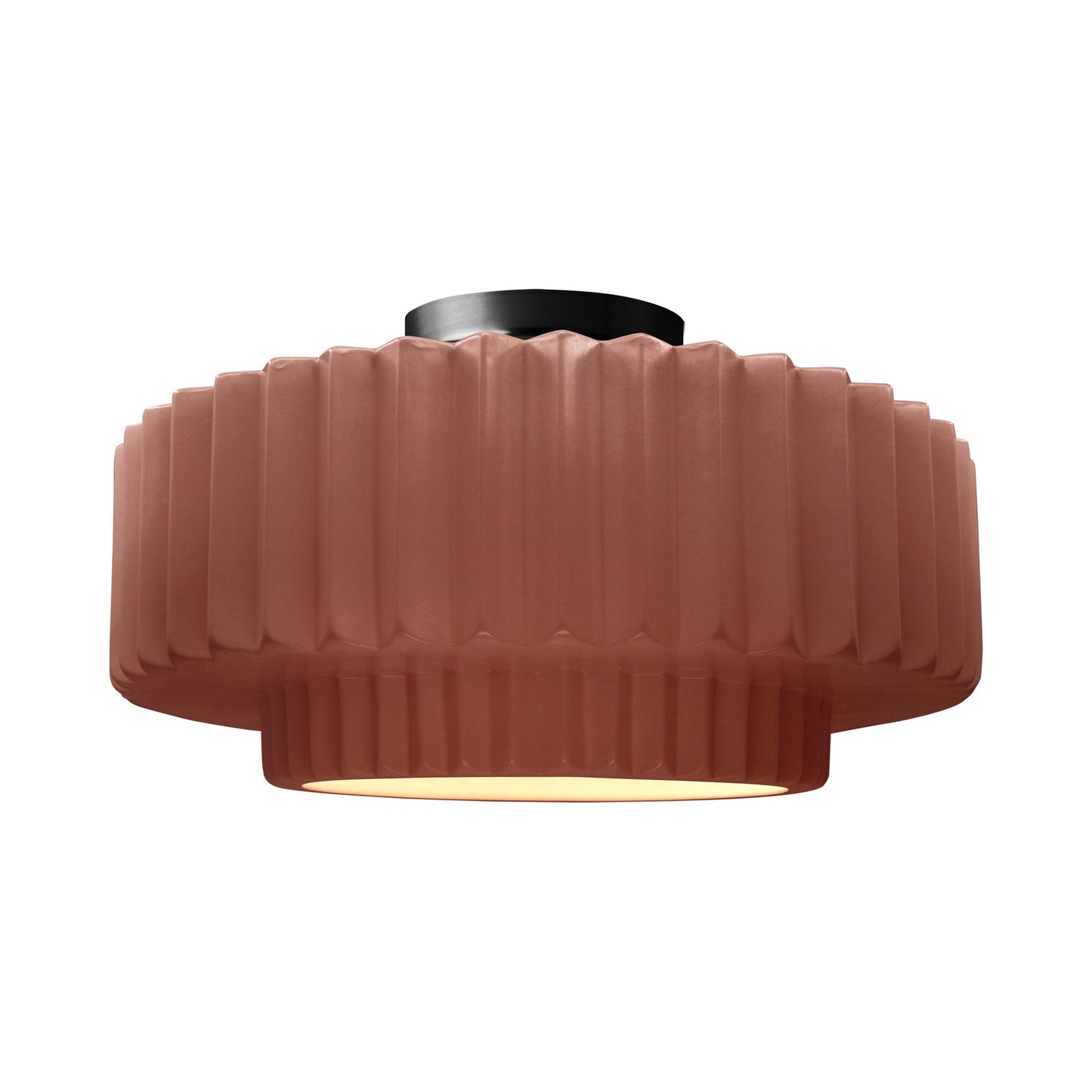 Radiance Tier Pleated Semi Flush Mount Ceiling Light in Canyon Clay/Matte Black.