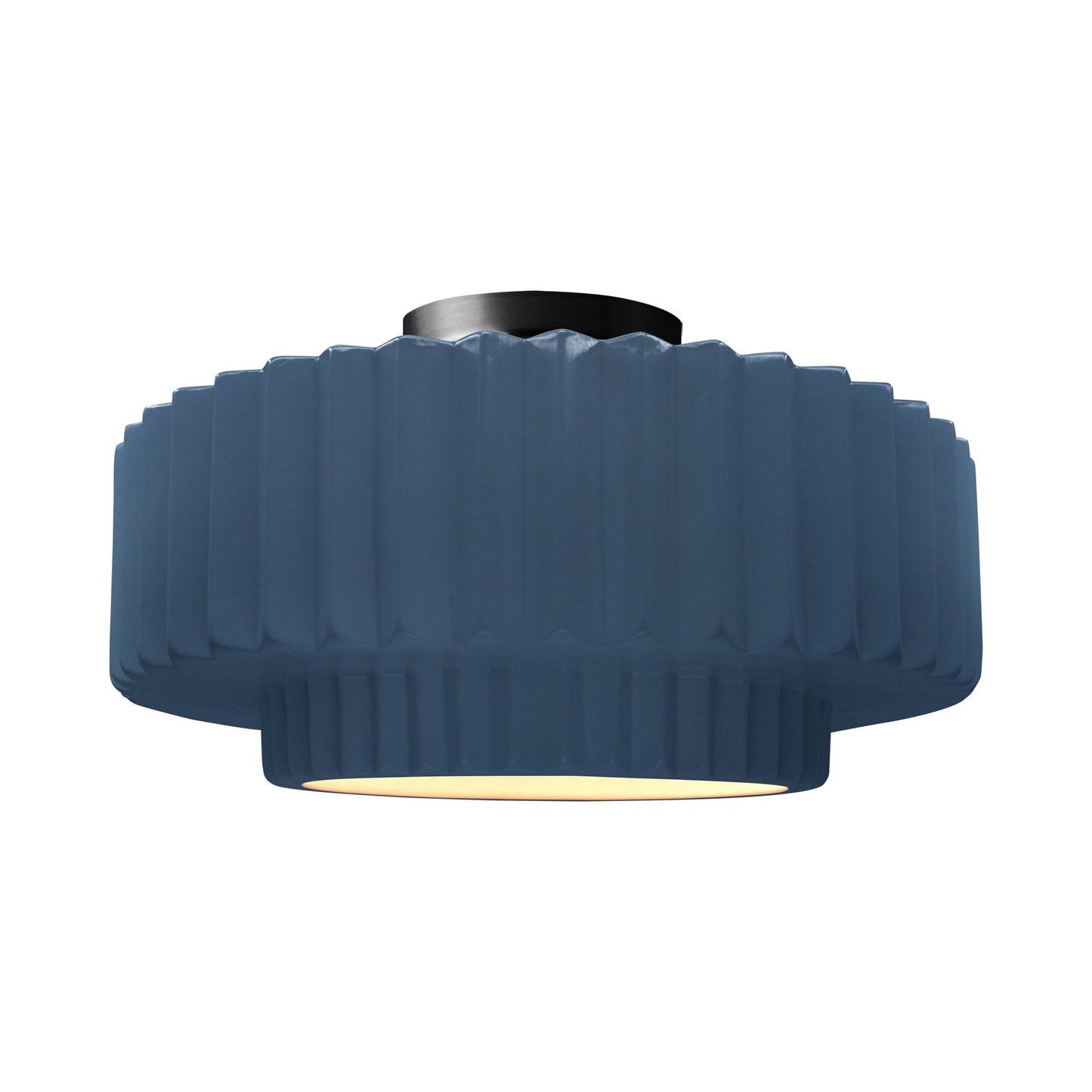 Radiance Tier Pleated Semi Flush Mount Ceiling Light in Midnight Sky/Matte Black.
