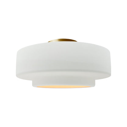 Radiance Tier Semi Flush Mount Ceiling Light in Gloss White/Brushed Brass (Medium).