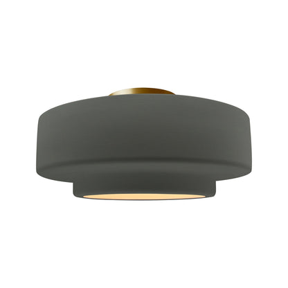 Radiance Tier Semi Flush Mount Ceiling Light in Pewter Green/Brushed Brass (Medium).