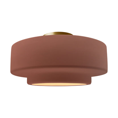 Radiance Tier Semi Flush Mount Ceiling Light in Canyon Clay/Brushed Brass (Large).