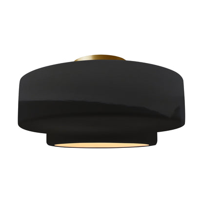 Radiance Tier Semi Flush Mount Ceiling Light in Gloss Black/Brushed Brass (Large).
