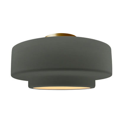 Radiance Tier Semi Flush Mount Ceiling Light in Pewter Green/Brushed Brass (Large).