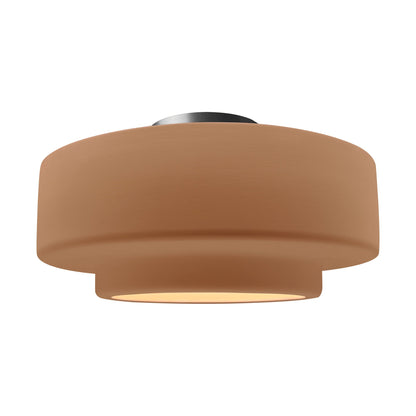 Radiance Tier Semi Flush Mount Ceiling Light in Adobe/Brushed Nickel (Large).