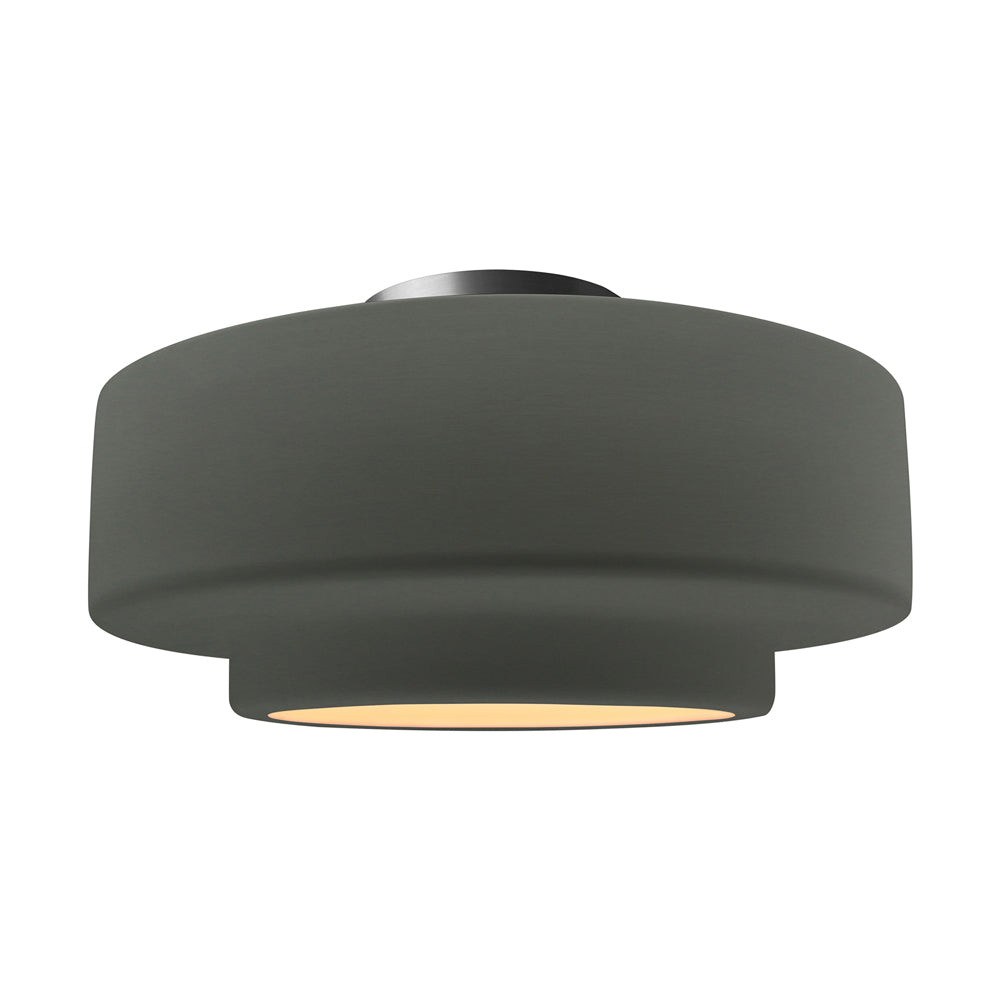 Radiance Tier Semi Flush Mount Ceiling Light in Pewter Green/Brushed Nickel (Large).