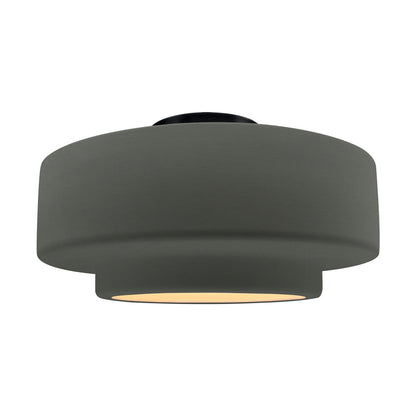 Radiance Tier Semi Flush Mount Ceiling Light in Pewter Green/Matte Black (Large).