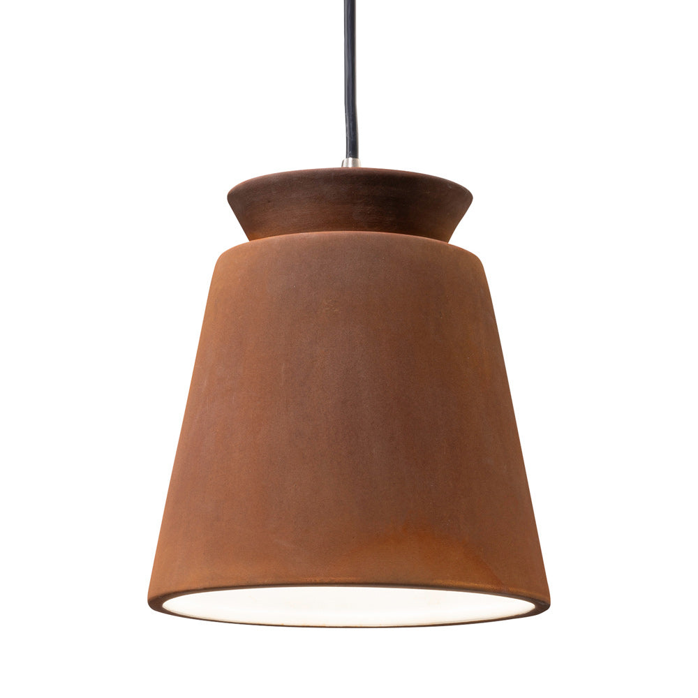 Radiance Trapezoid LED Pendant Light in Real Rust/Brushed Nickel/Black.