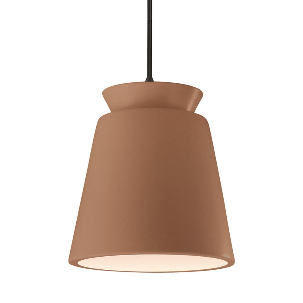 Radiance Trapezoid LED Pendant Light in Adobe/Matte Black/Black.