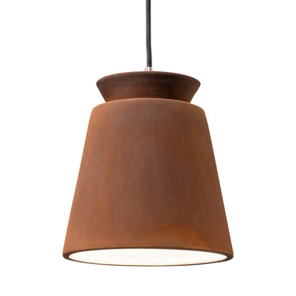 Radiance Trapezoid Pendant Light in Real Rust/Brushed Nickel/Black.