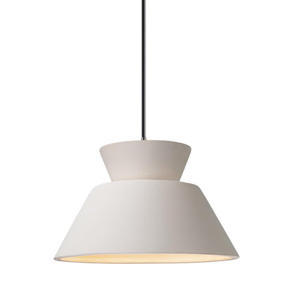 Radiance Trapezoid Single LED Pendant Light in Bisque/Brushed Nickel/Black.