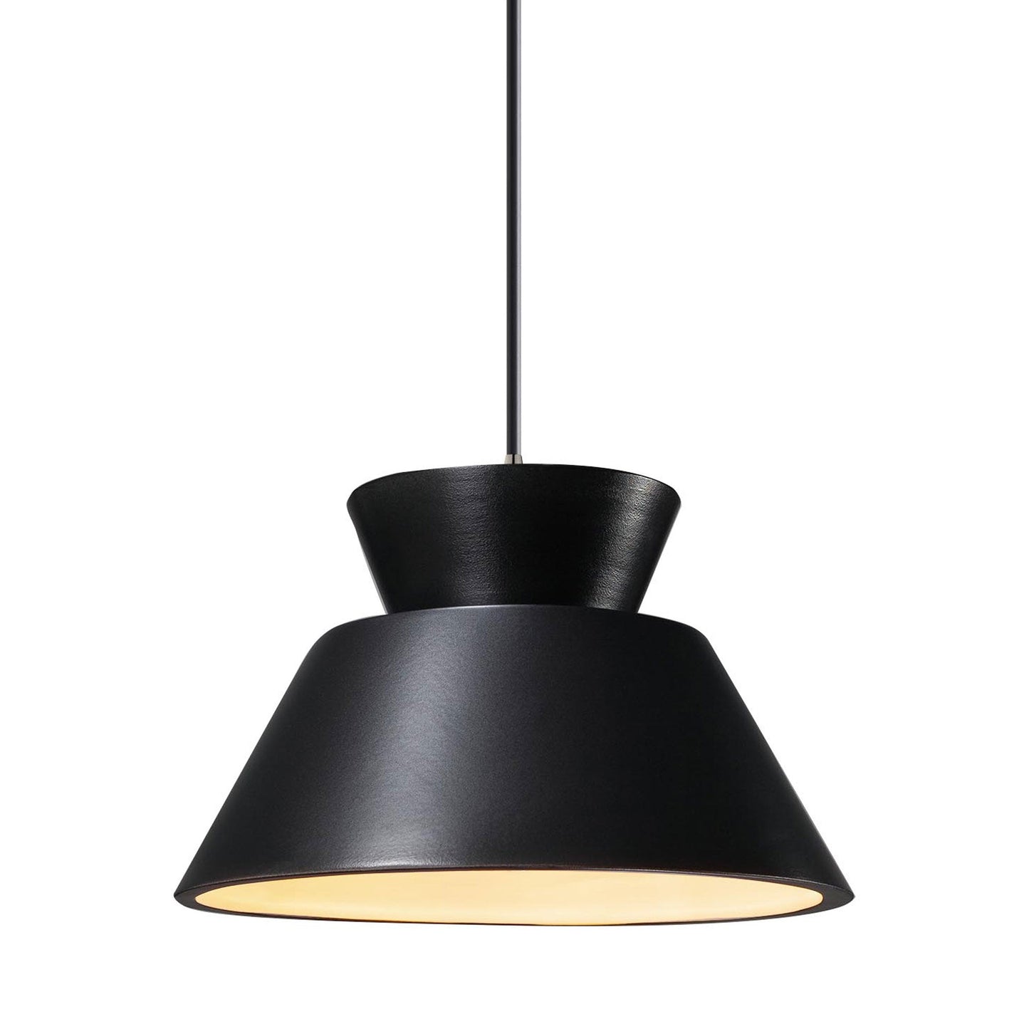 Radiance Trapezoid Single LED Pendant Light in Carbon Matte Black/Brushed Nickel/Black.