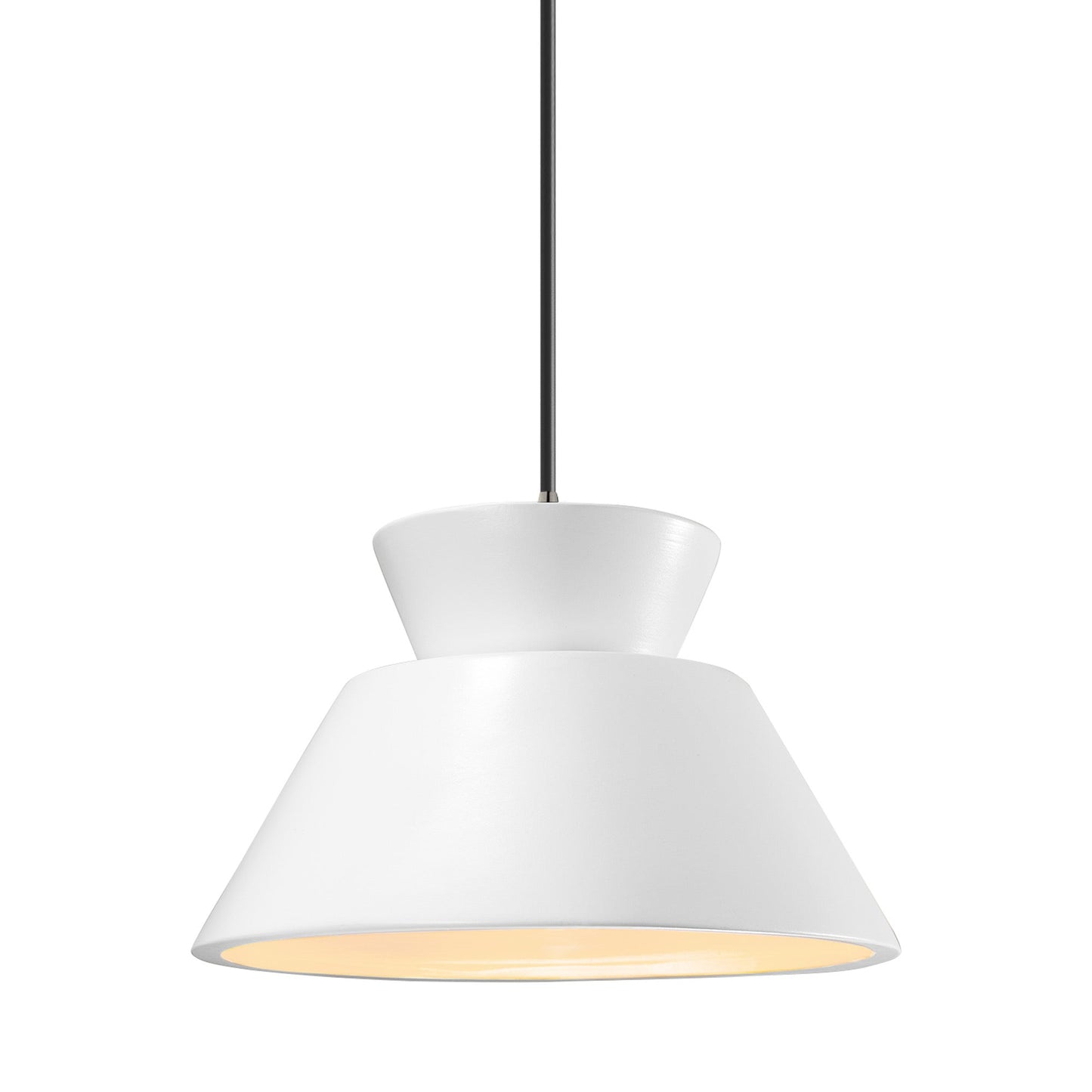 Radiance Trapezoid Single LED Pendant Light in Gloss White/Brushed Nickel/Black.