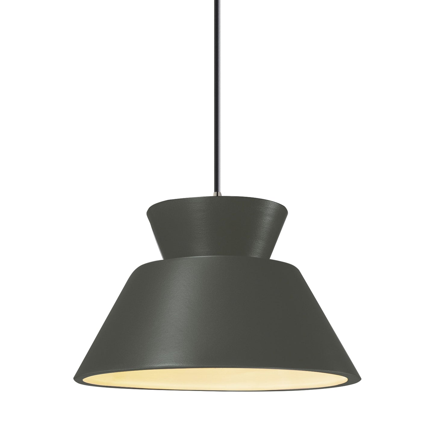 Radiance Trapezoid Single LED Pendant Light in Pewter Green/Brushed Nickel/Black.