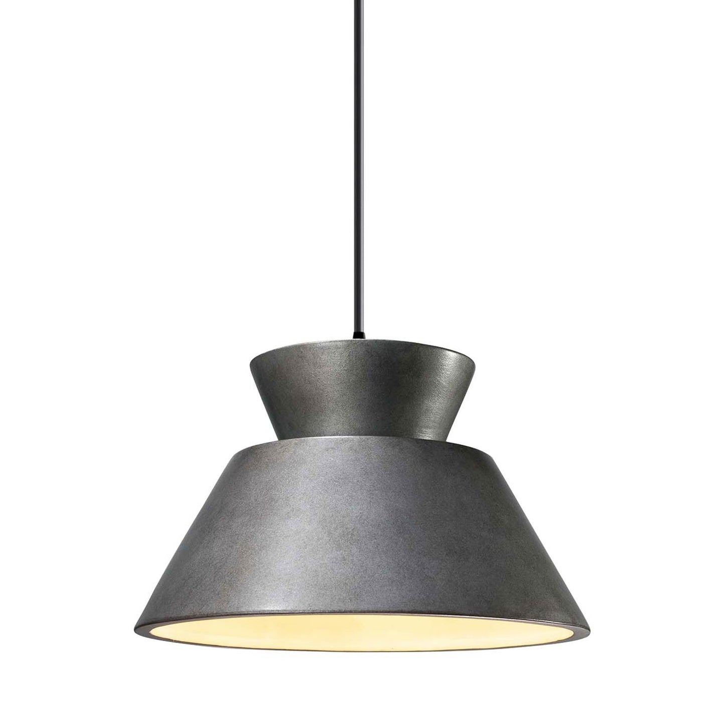 Radiance Trapezoid Single LED Pendant Light in Antique Silver/Matte Black/Black.
