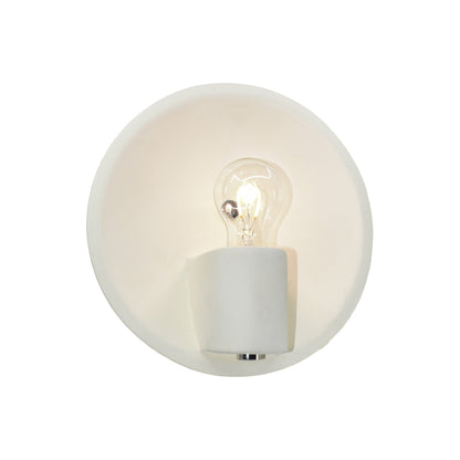 Shield Wall Light in Unfinished Bisque/Brushed Nickel.