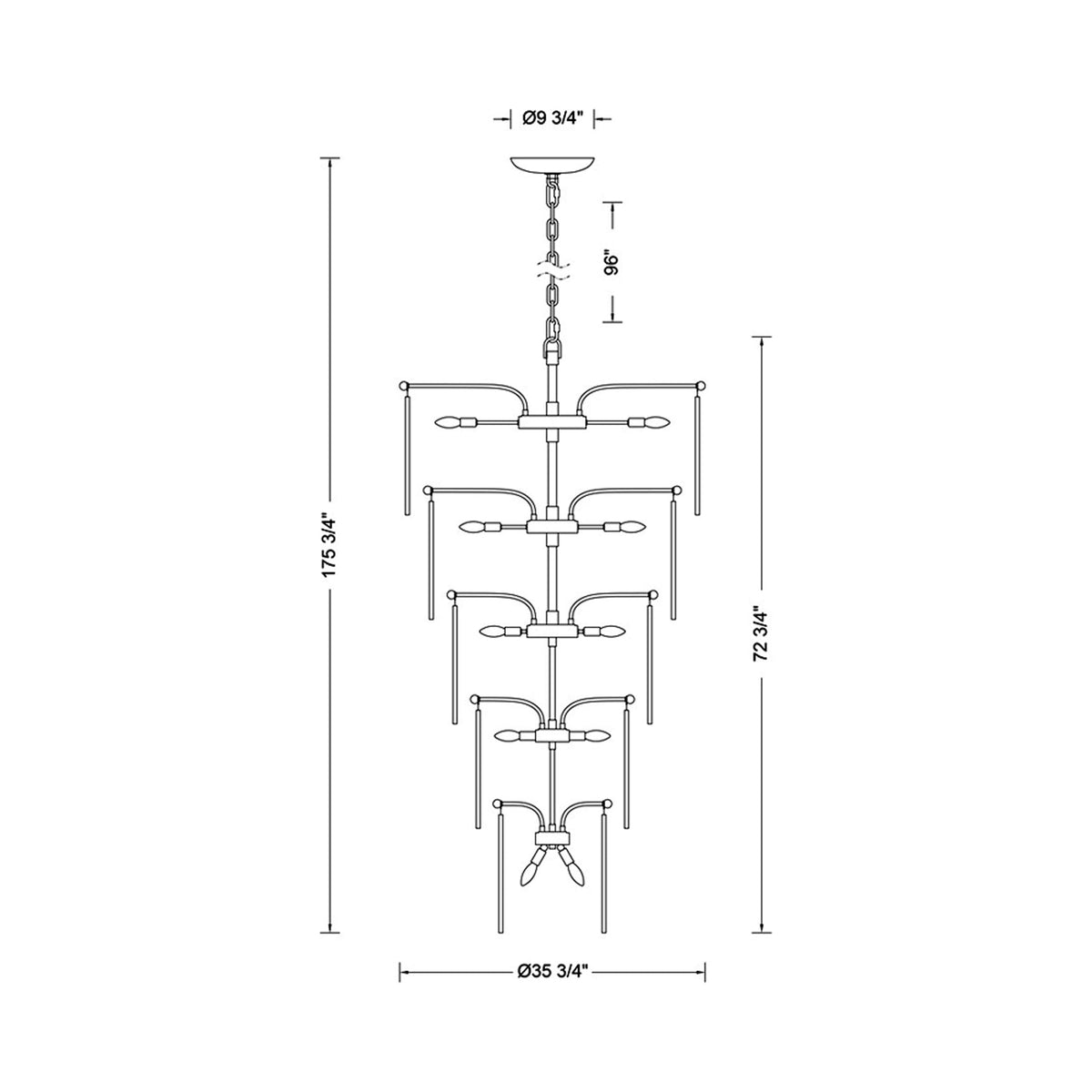 Adorn Chandelier - line drawing.