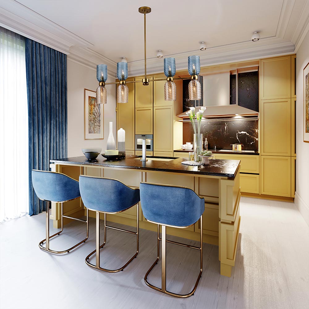 Azul Linear Pendant Light in kitchen.