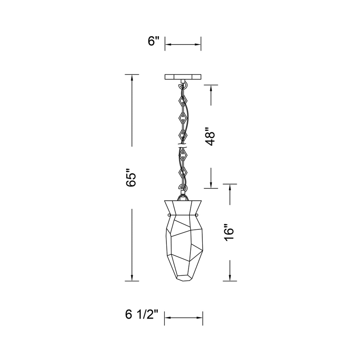 Bolsa Pendant Light - line drawing.