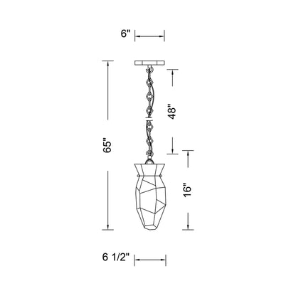 Bolsa Pendant Light - line drawing.