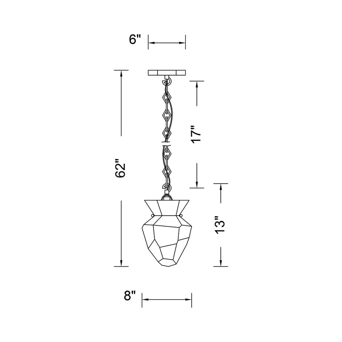 Bolsa Pendant Light - line drawing.