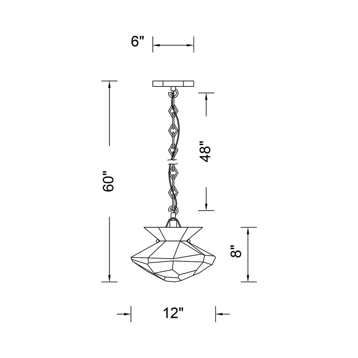 Bolsa Pendant Light - line drawing.