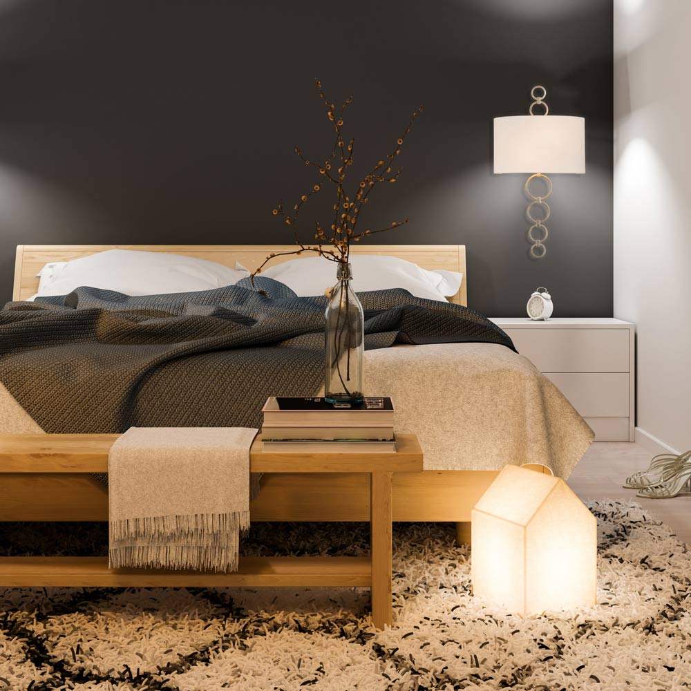 Carlyle Wall Light in bedroom.