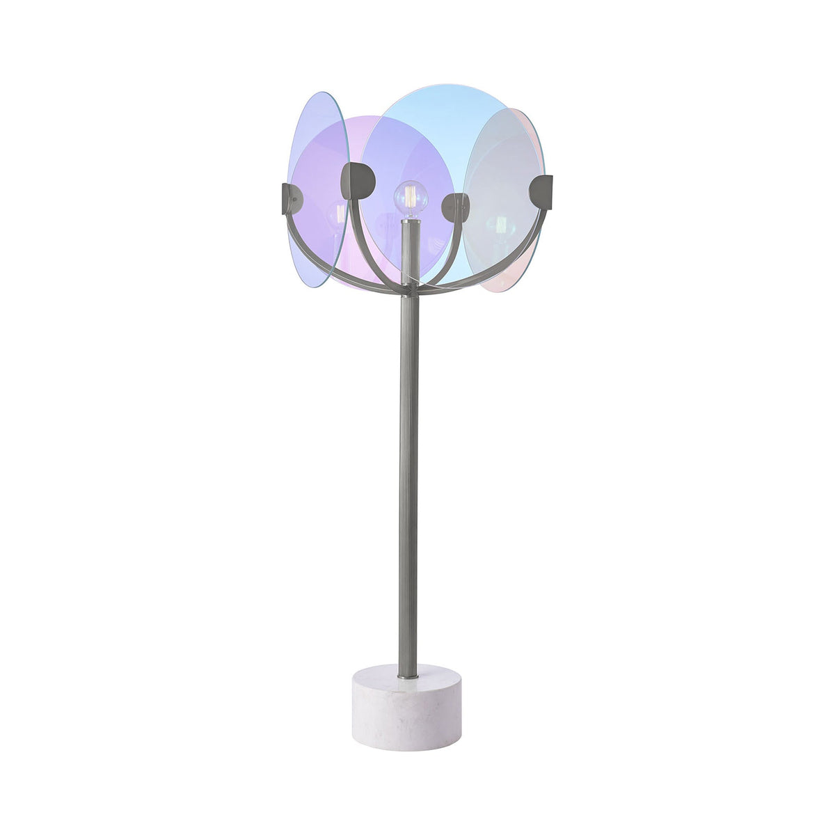Chroma Floor Lamp in Satin Nickel.