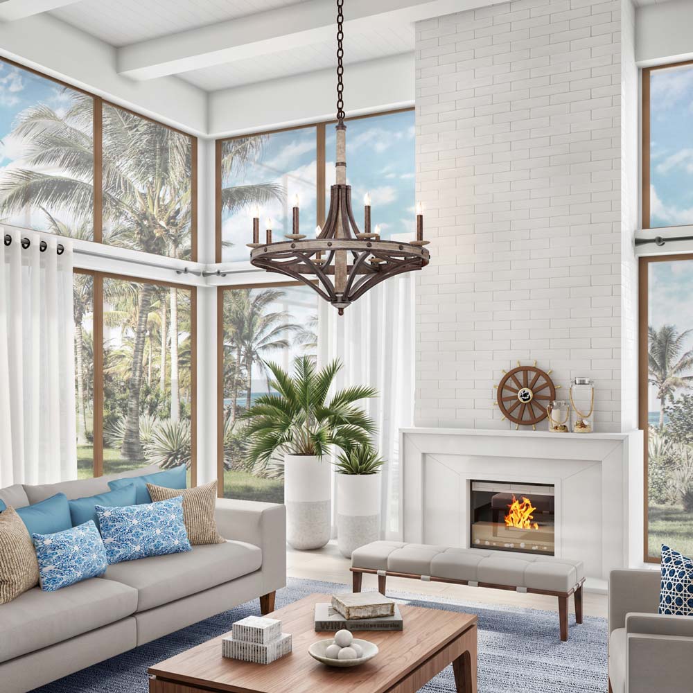 Coronado Chandelier in living room.