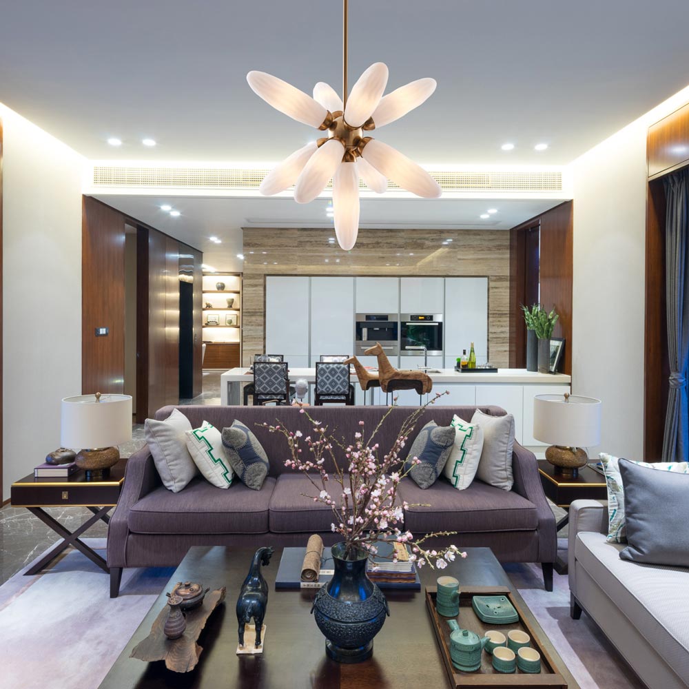Crest Pendant Light in living room.